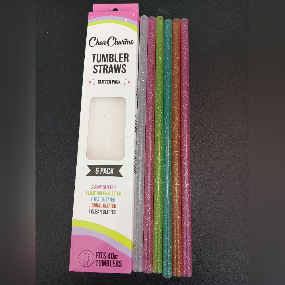Glitter Tumbler Straws - 6 Pack Dishwasher Safe - Picture 2 of 4
